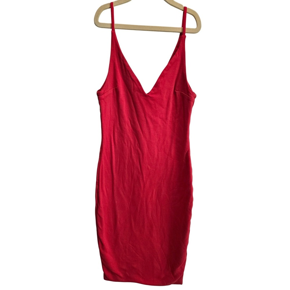 Kookai Bodycon Mini Dress Reddish Pink‎ Spaghetti Strap V Neck Sleeveless